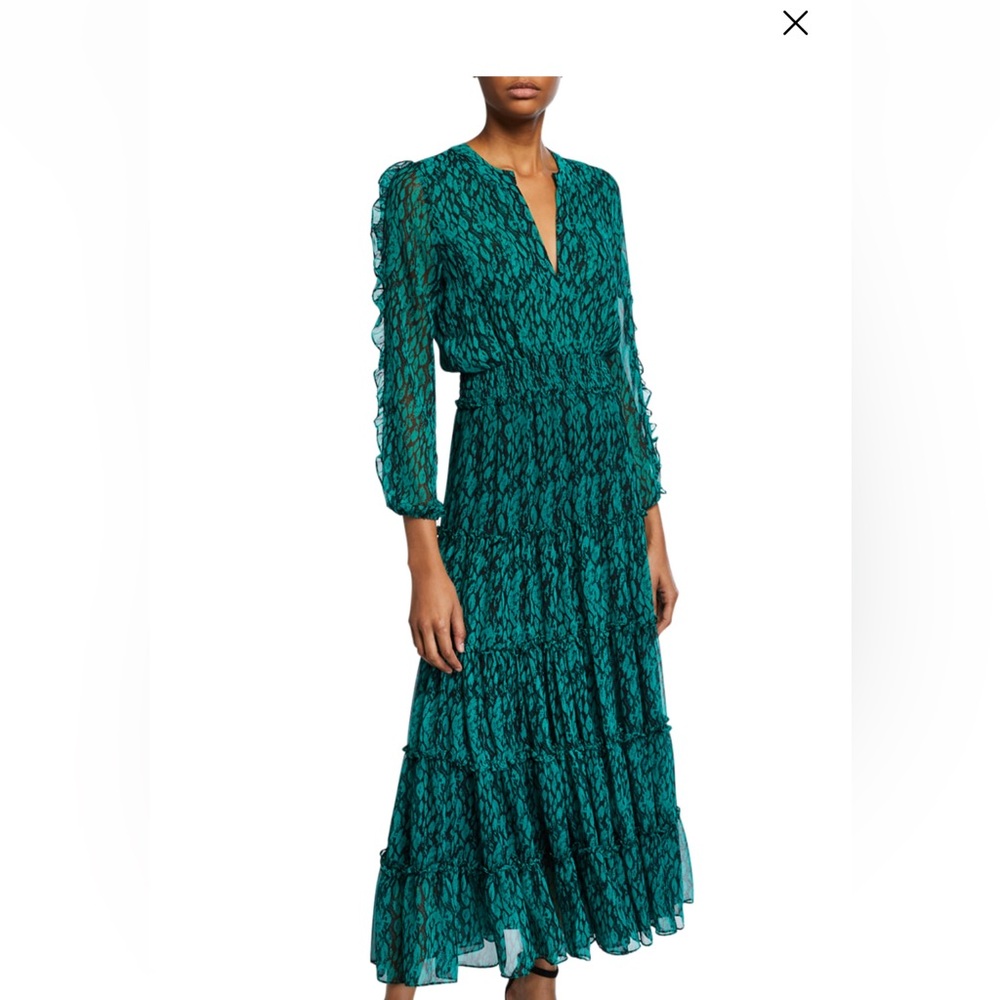 Misa Los Angeles printed ruffle maxi dress